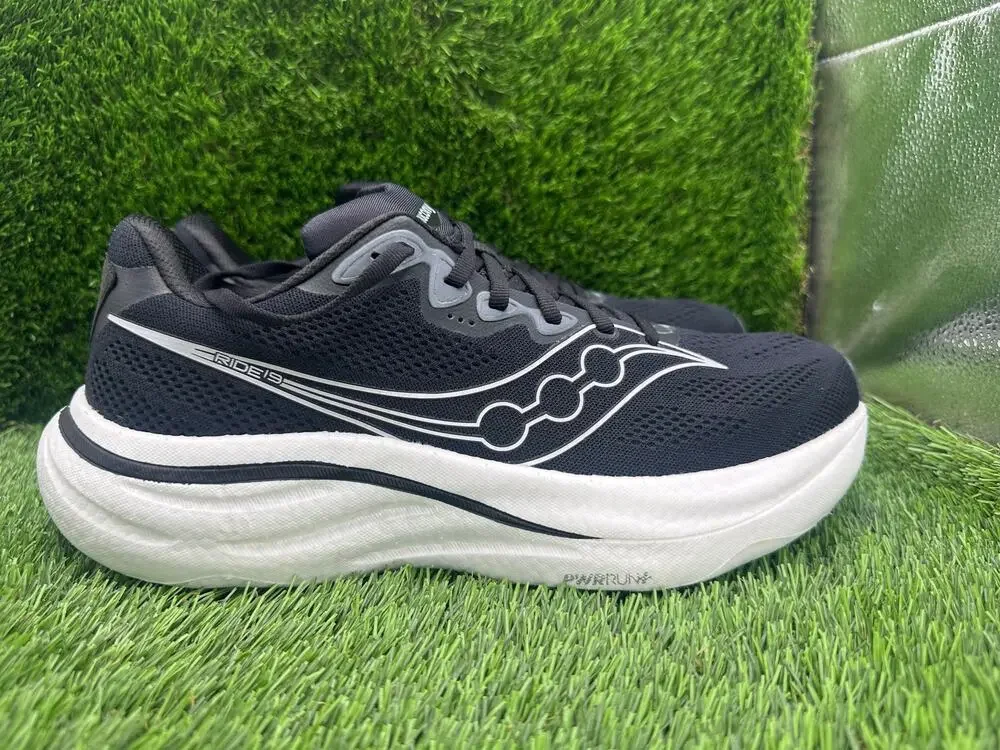 Saucony Ride 19 S21055-100 Athletic Sneaker Mens 9.5 Black Mesh Training Running